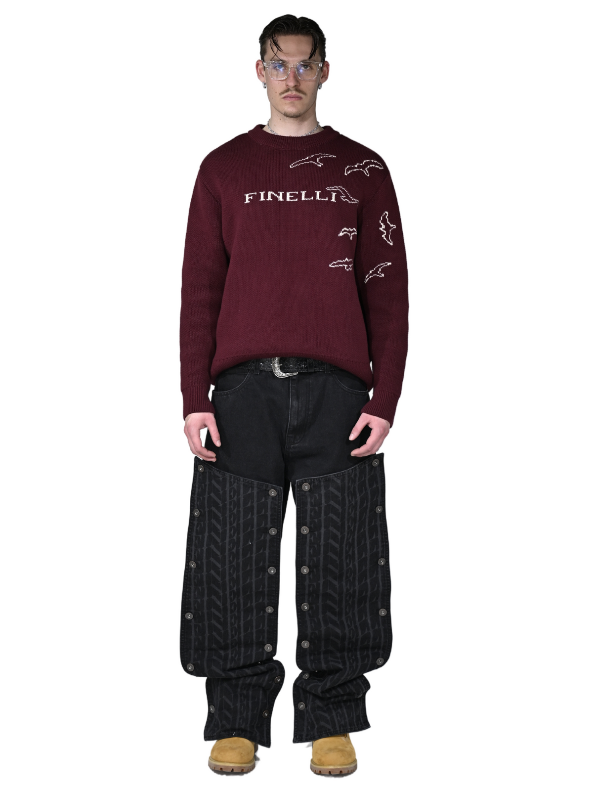 Free Birds Knit Sweater Bordeaux – FINELLI knit sweater, back view