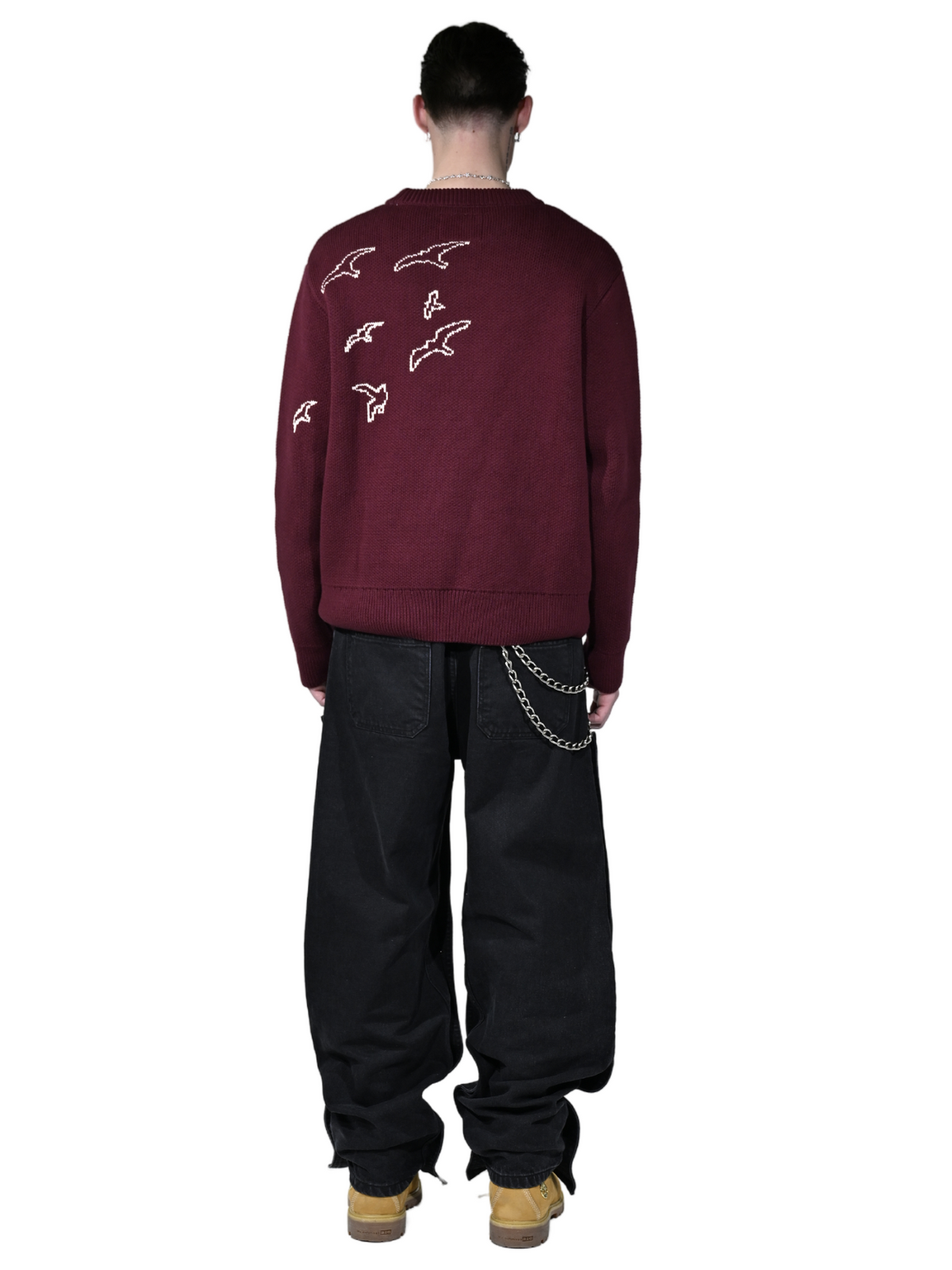 Free Birds Knit Sweater Bordeaux – FINELLI knit sweater, detail 3