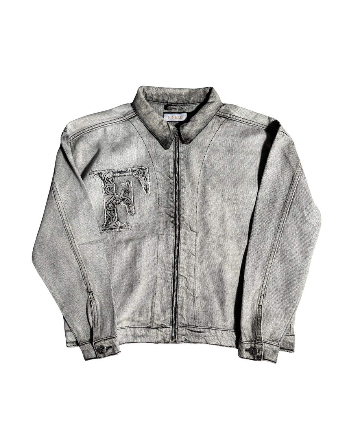 Denim Jacket Light Grey – FINELLI streetwear jacket, front view