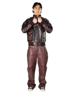 RED LEATHER PANTS – FINELLI genuine leather pants, back view