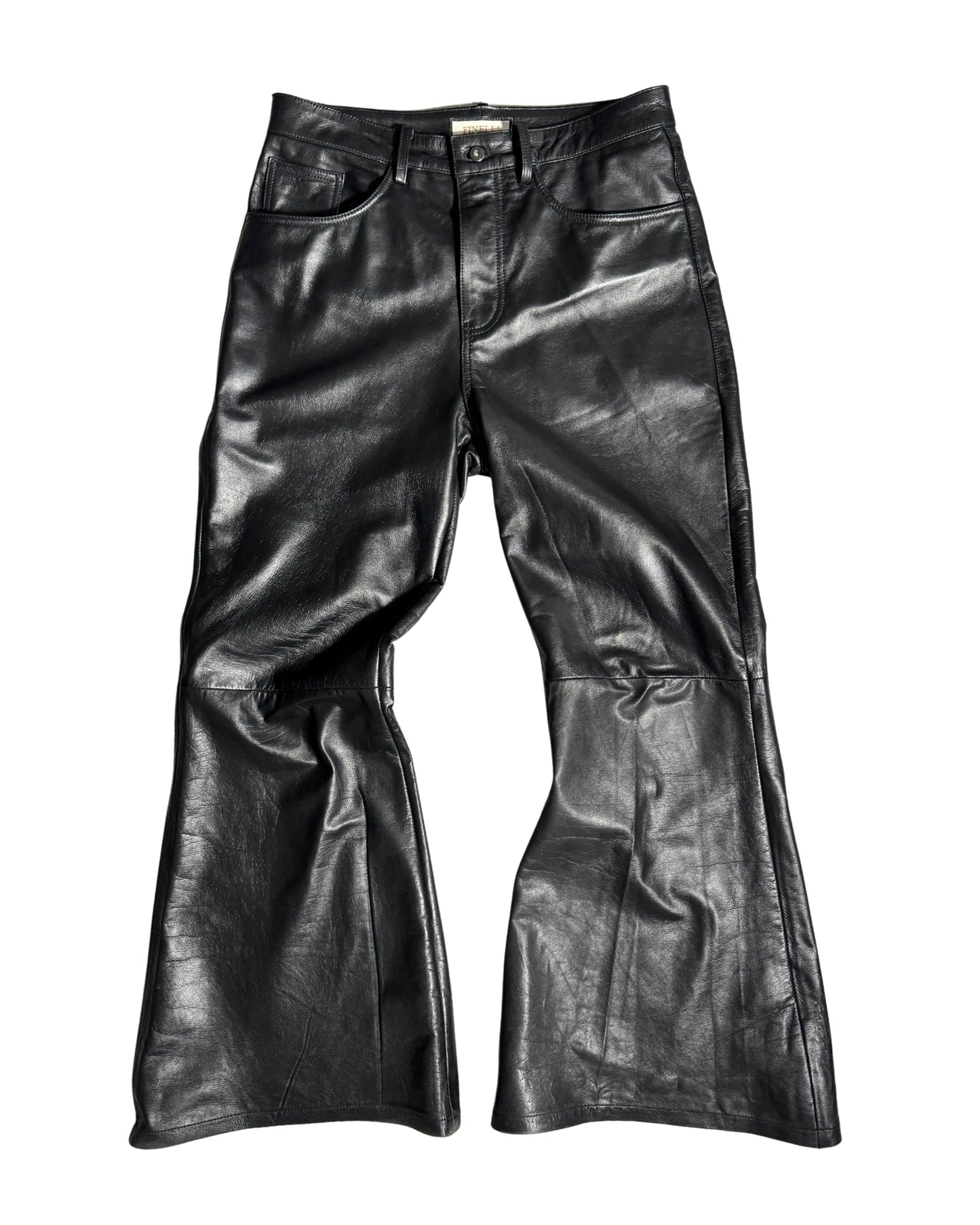 Black Flared Leather Pants