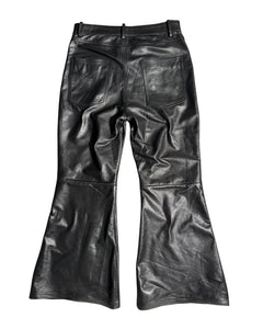 Black Flared Leather Pants – FINELLI genuine leather pants, back view