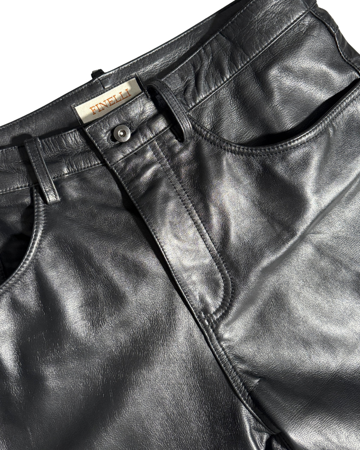 Black Flared Leather Pants – FINELLI genuine leather pants, detail 2