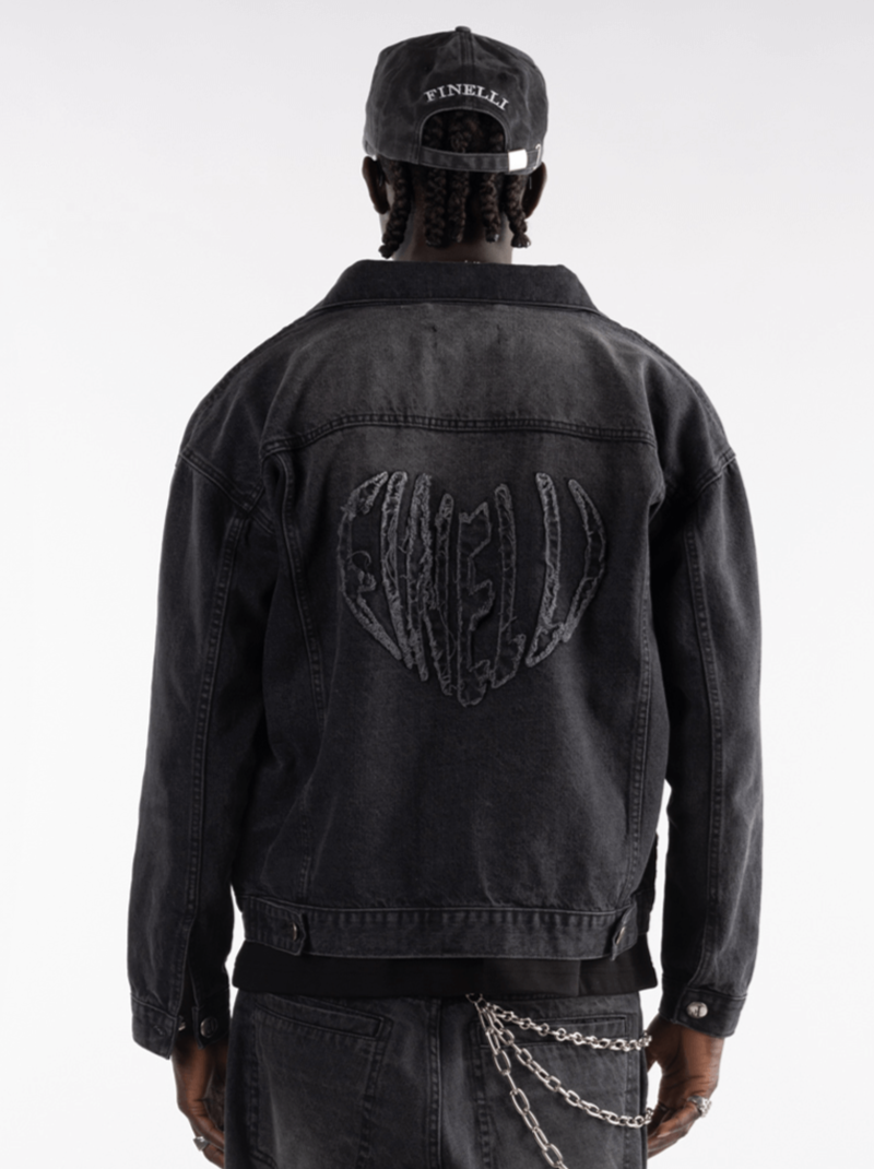 FINELLI Heart Denim Jacket black