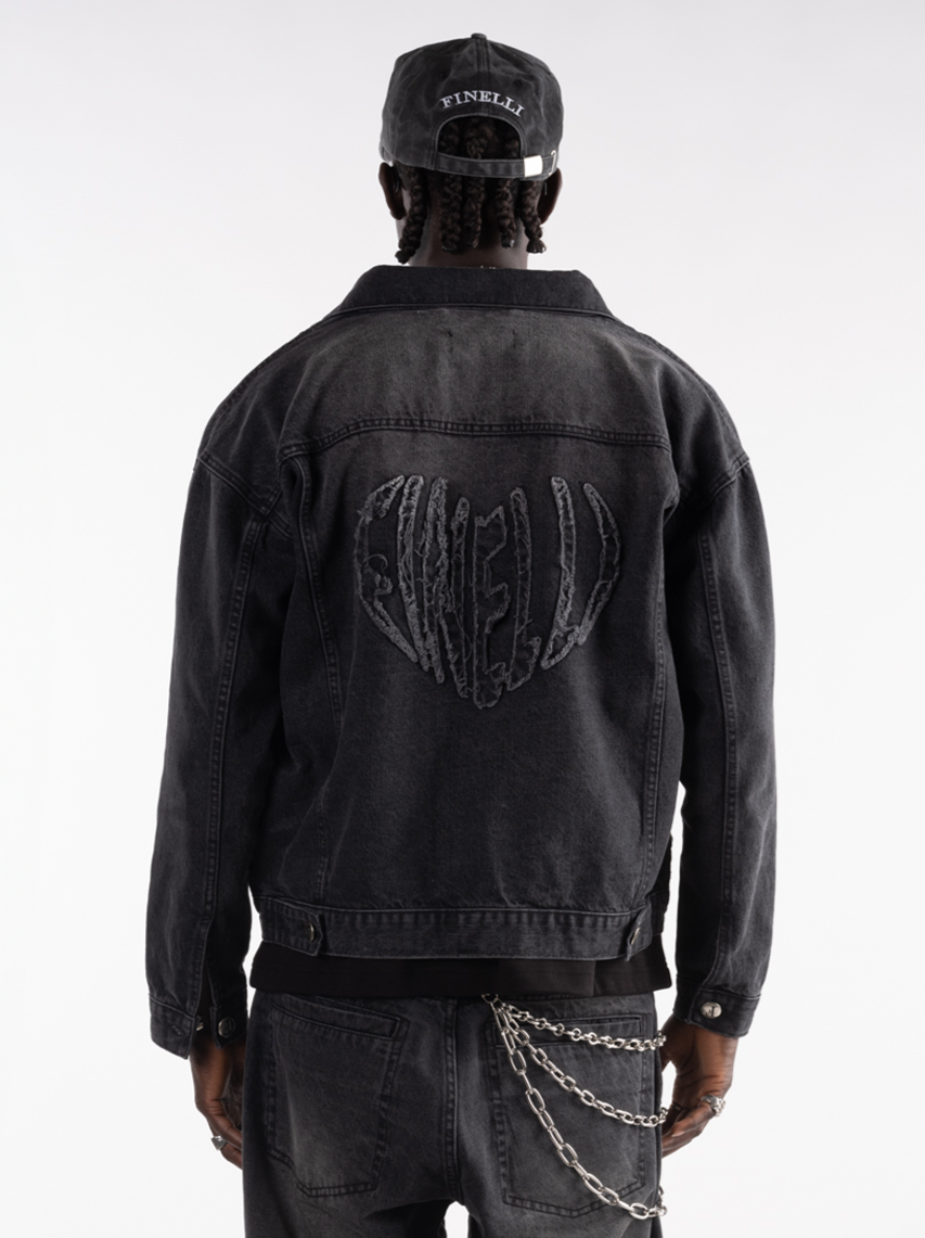 FINELLI Heart Denim Jacket black