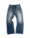 Pair of blue jeans on a white background