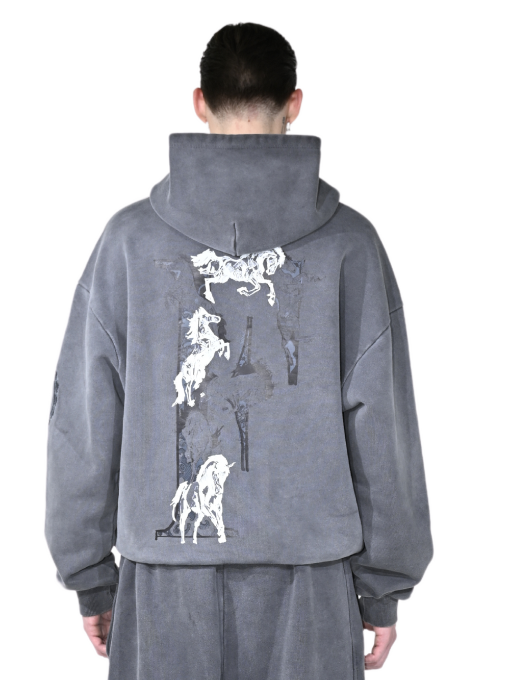 "F" Horse Hoodie Grey