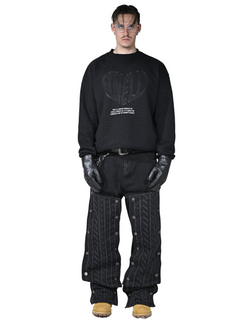 Heart Crewneck Black – FINELLI heavyweight crewneck, back view