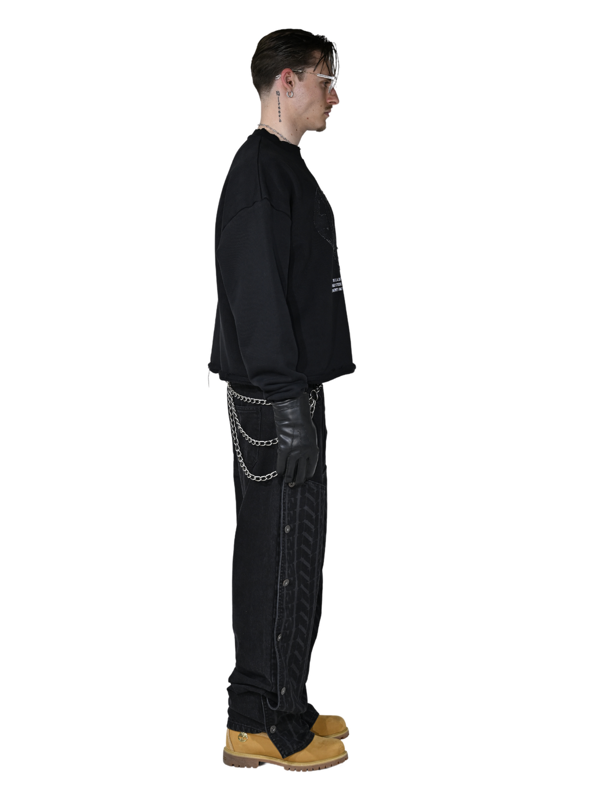 Heart Crewneck Black – FINELLI heavyweight crewneck, detail 3