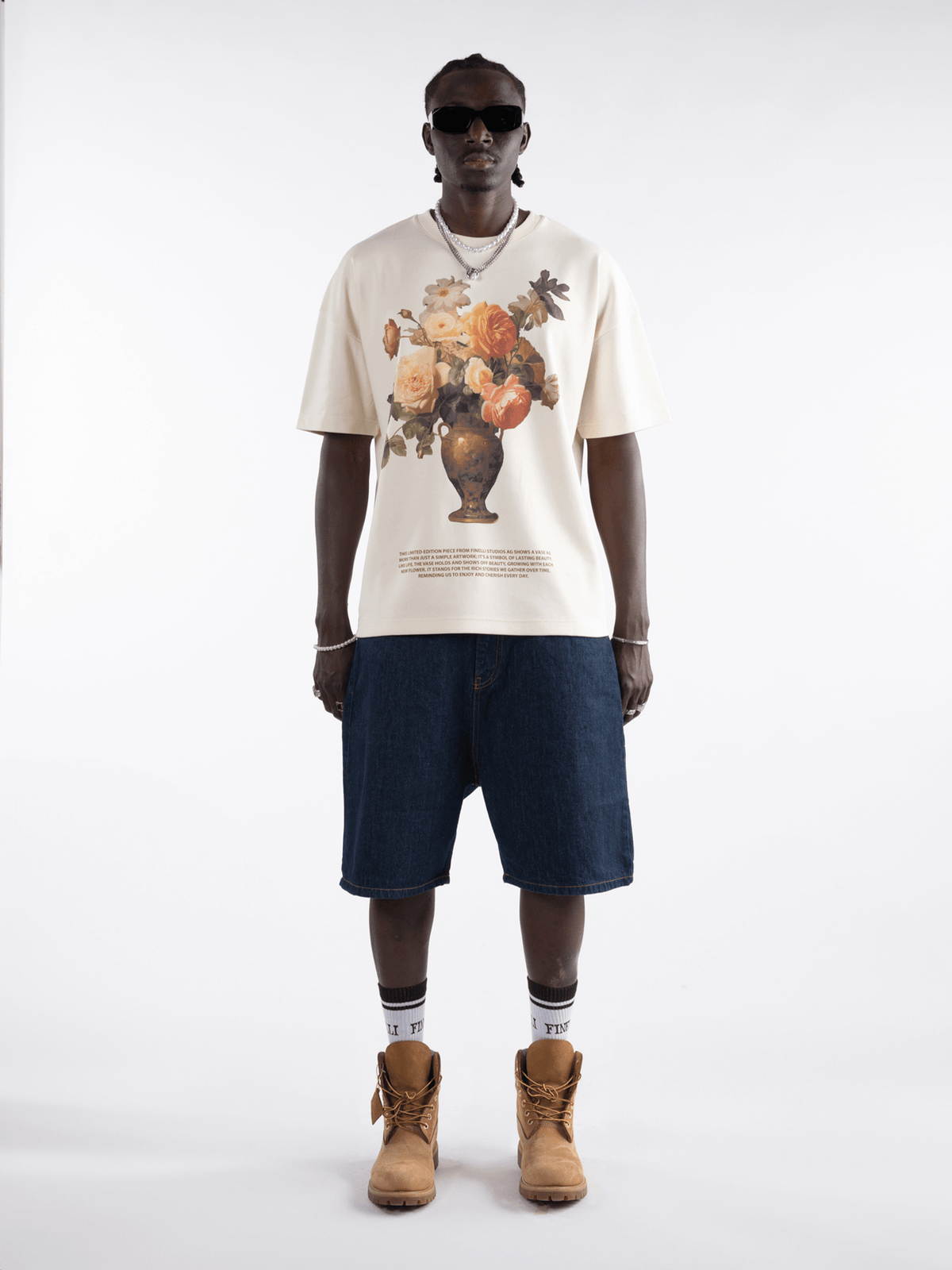 Logo Jeans Shorts – FINELLI oversized shorts, back view