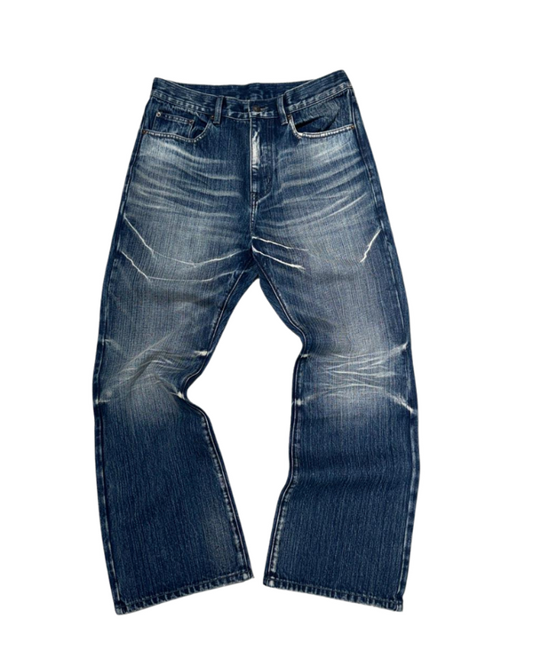 Bootcut Denim Pants Deep Blue Tint – FINELLI baggy jeans men, front view