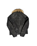 Black Fur Collar Wild Leather Jacket Buffalo Style