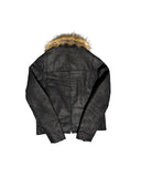 Black Fur Collar Buffalo Leather Jacket