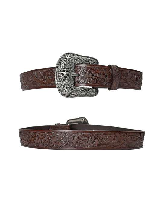 Dark Brown Star Pin Buckle Belt