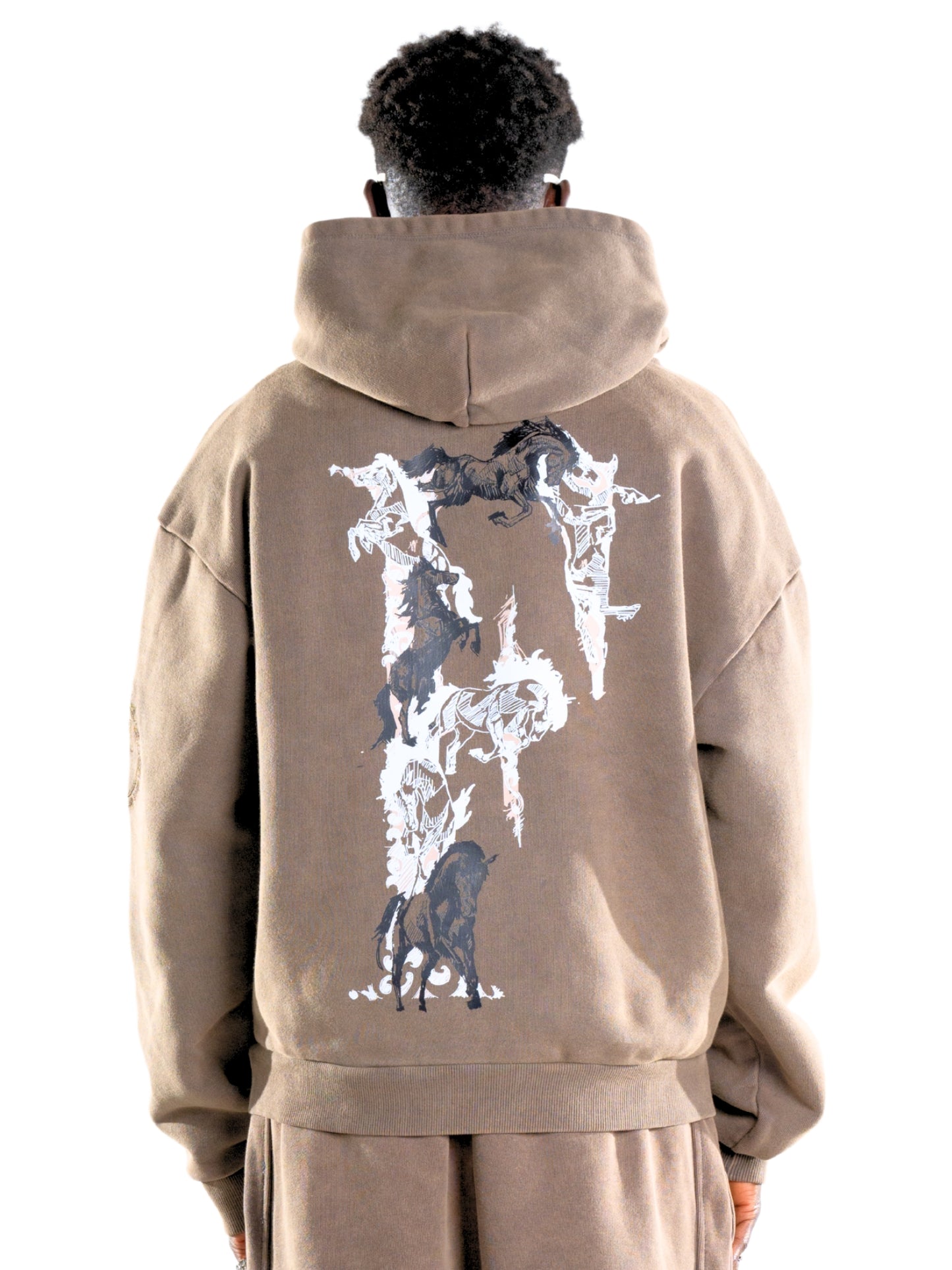 "F" Horse Hoodie Brown