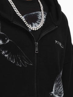 Birds Zipper Hoodie – FINELLI zip hoodie, detail 5