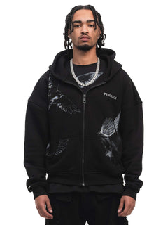 Birds Zipper Hoodie – FINELLI zip hoodie, front view