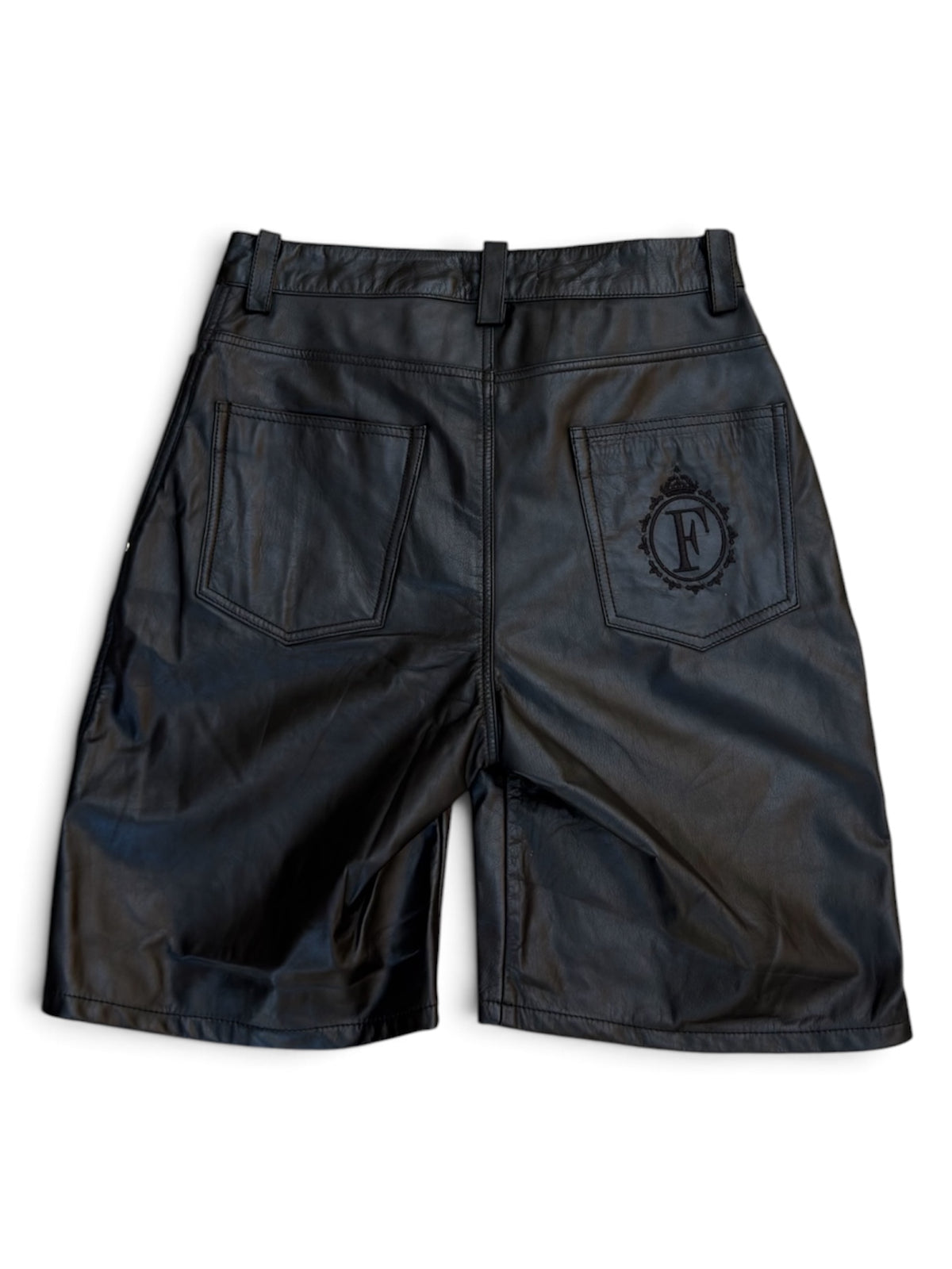 Black Leather Shorts – FINELLI genuine leather pants, detail 2