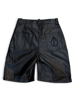 Black Leather Shorts – FINELLI genuine leather pants, detail 2