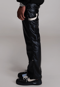 Faux Leather Carpenter Pants – FINELLI baggy jeans men, detail 2