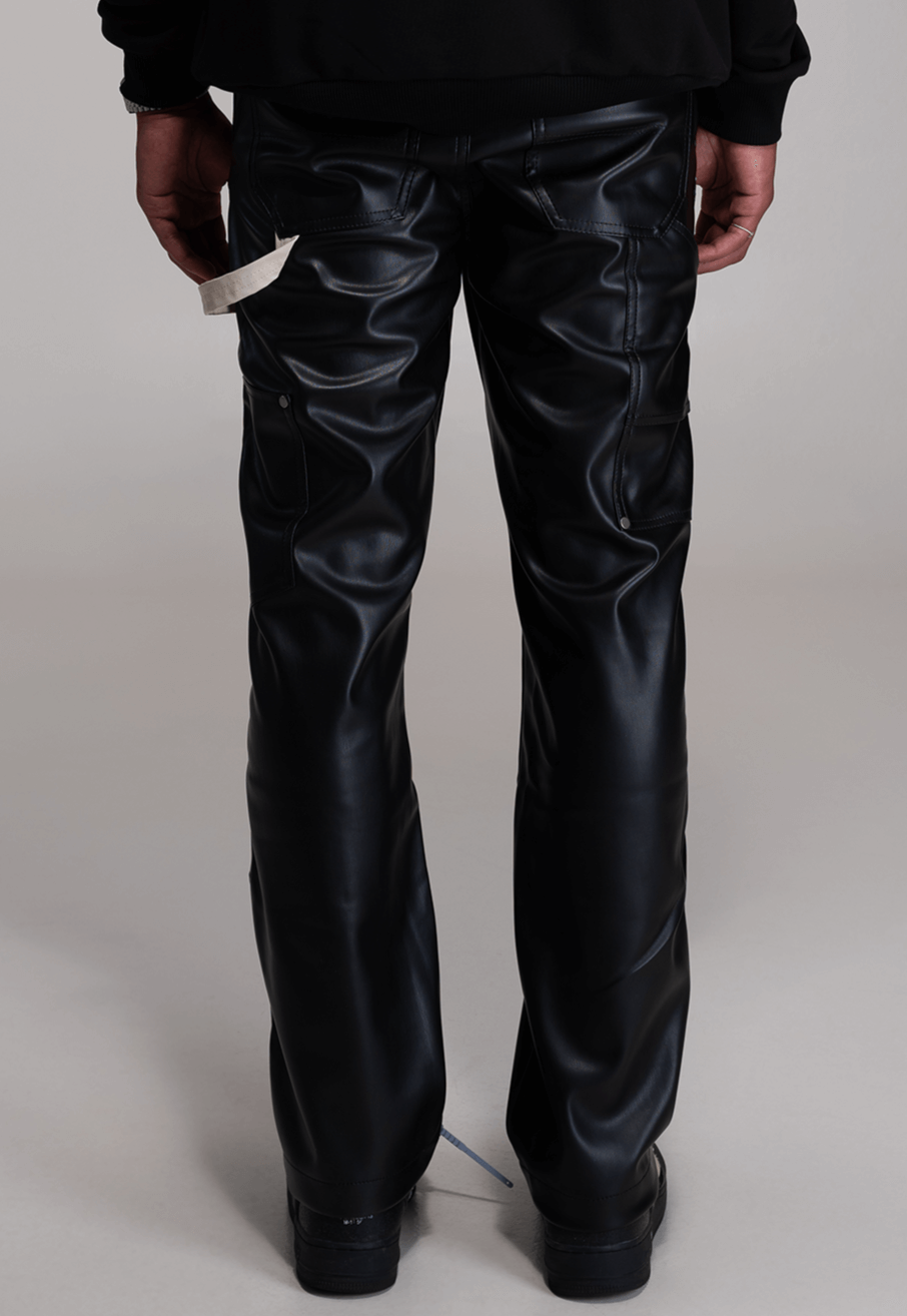 Faux Leather Carpenter Pants – FINELLI baggy jeans men, detail 3