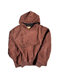 Rose Gold Wild Leather Hoodie – FINELLI leather hoodie, front view