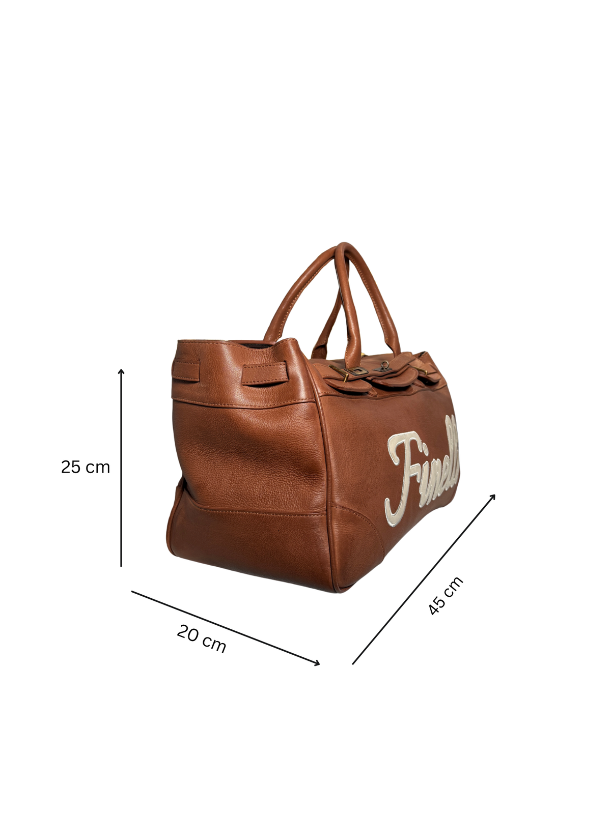 Brown FINELLI Leather Duffle Bag – FINELLI genuine leather weekender, back view
