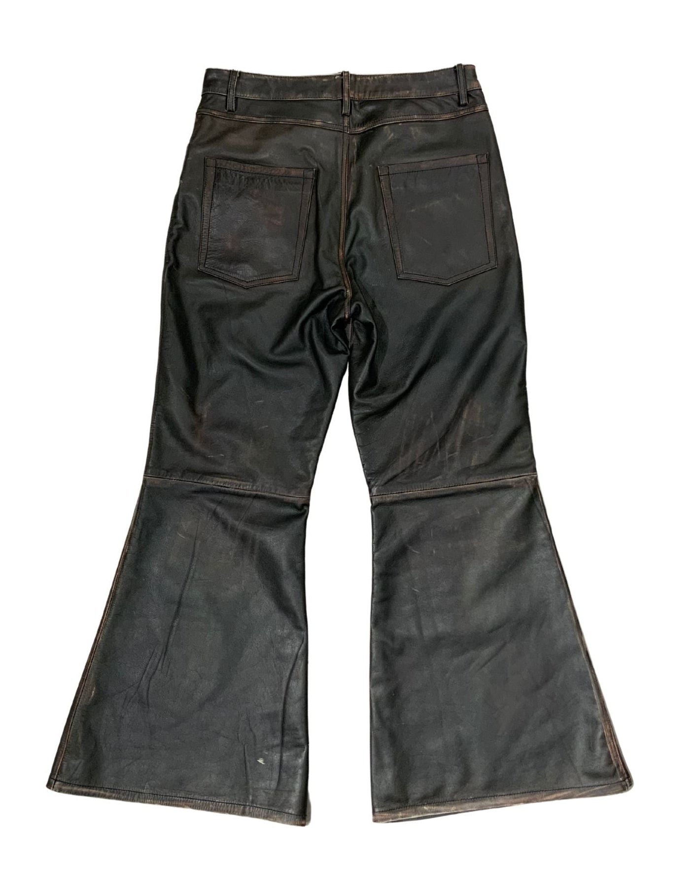 Brown Flared Leather Pants