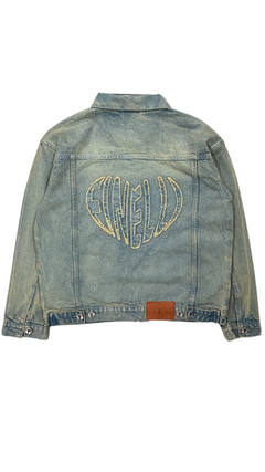 Heart Denim Jacket blue – FINELLI streetwear jacket, front view