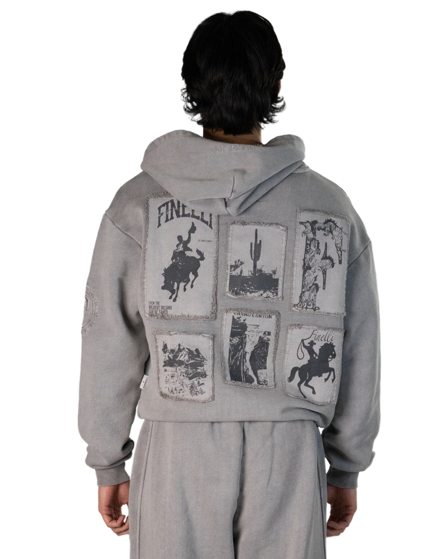 Wild West Zipper Hoodie Light Grey