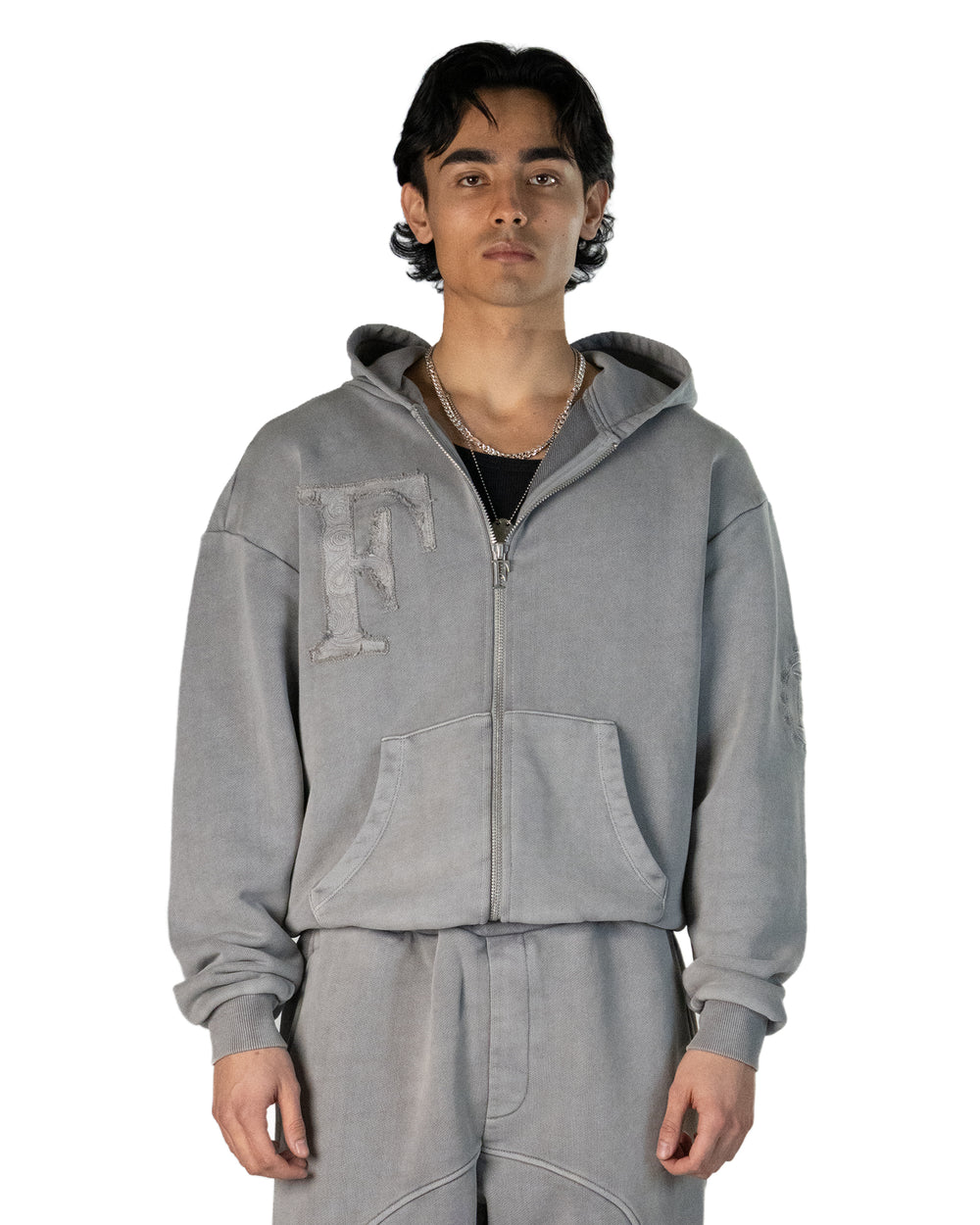 Wild West Zipper Hoodie Light Grey