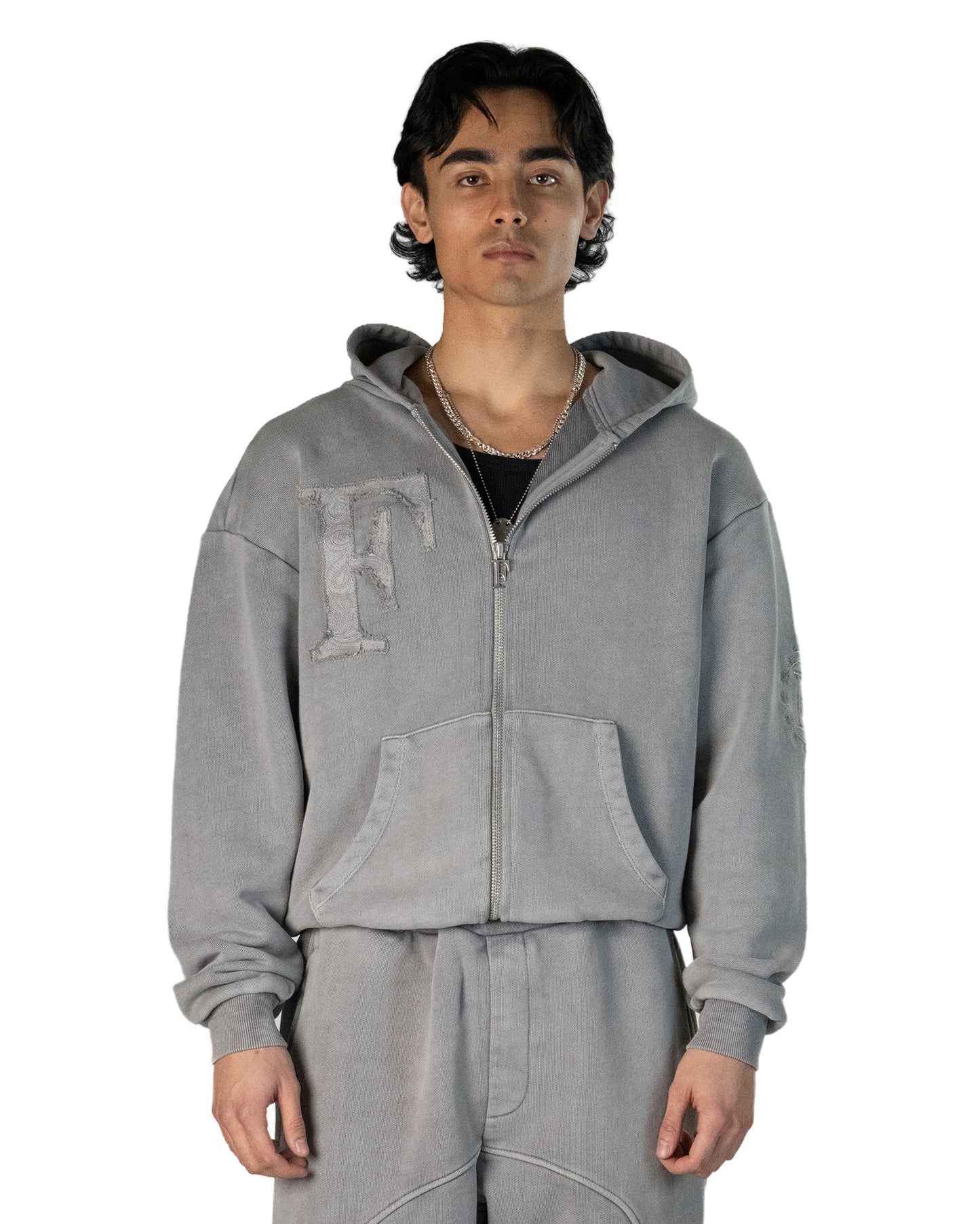 Wild West Zipper Hoodie Light Grey