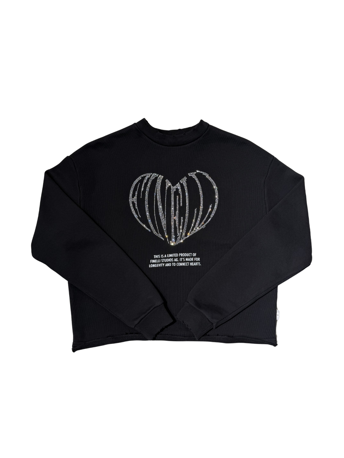 Diamond Heart Crewneck Black – FINELLI heavyweight crewneck, front view