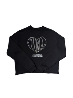 Diamond Heart Crewneck Black – FINELLI heavyweight crewneck, front view