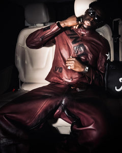 Red sprayed Leather Pants – FINELLI genuine leather pants, detail 4