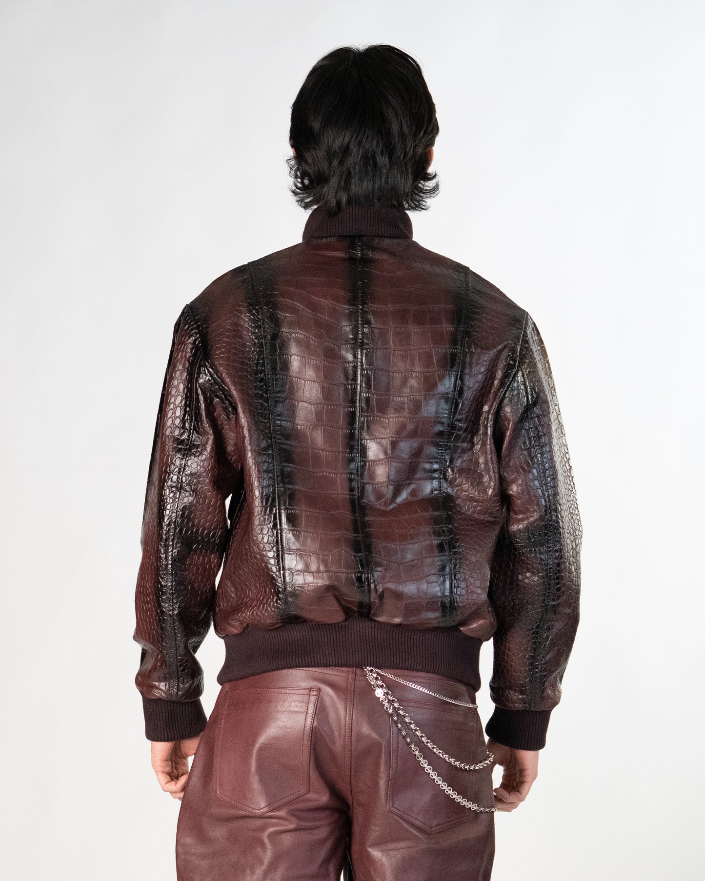 Croc Pattern Leather Jacket