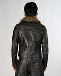 Brown Fur Collar Leather Jacket