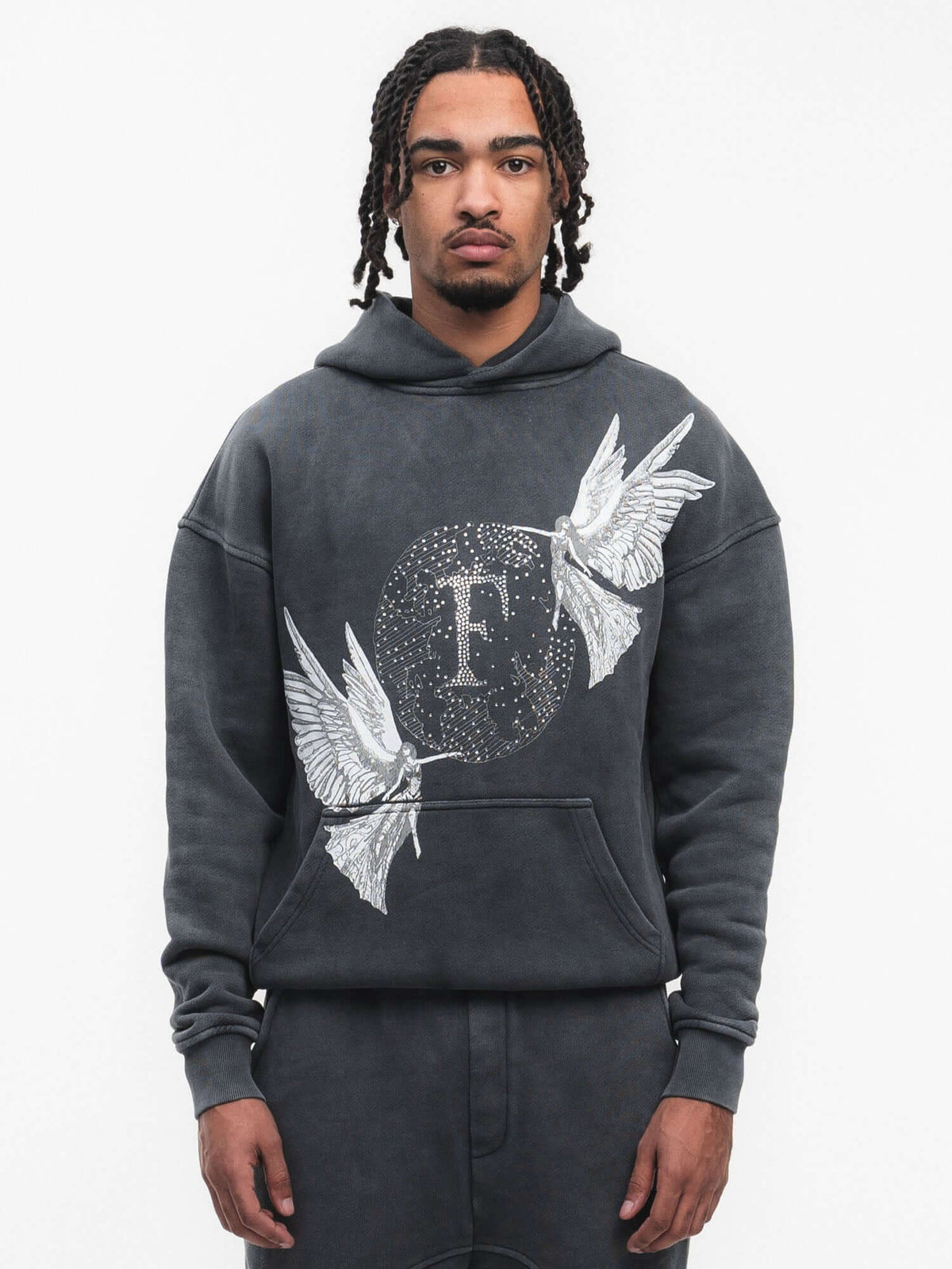 Angel World Washed Hoodie – FINELLI oversized hoodie, front view