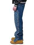 Double Knee Laser Denim Blue