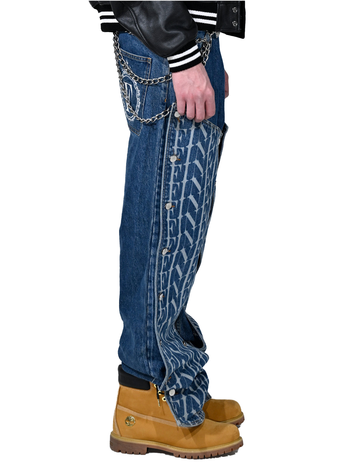 Double Knee Laser Denim Blue – FINELLI oversized t-shirt, detail 3