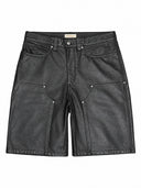 FINELLI Black Leather Shorts – Vorderseite auf weissem Hintergrund