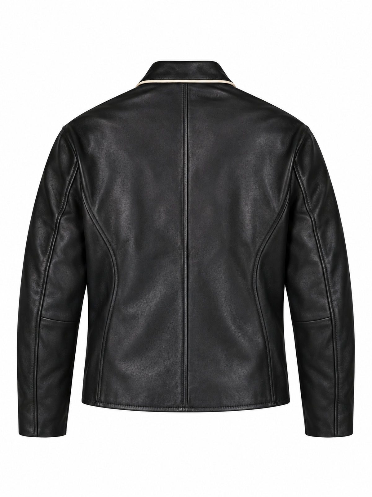 FINELLI Black Leather Zurich Patch Jacket – rear product view