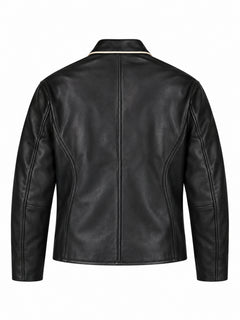 FINELLI Black Leather Zurich Patch Jacket – rear product view