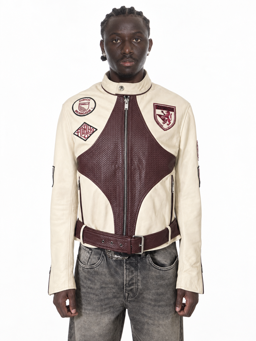 Red Leather Star Jacket – Lamin, Vorderansicht