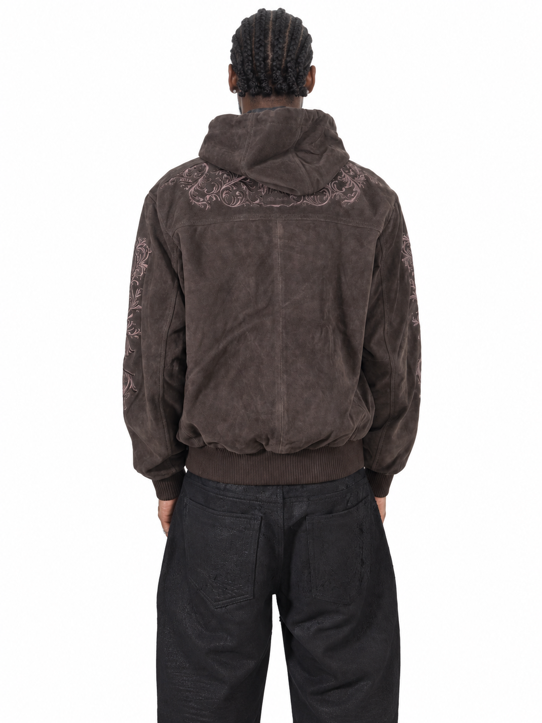 Suede embroidery jacket Brown – Lamin, Rückenansicht