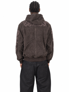 Suede embroidery jacket Brown – Lamin, Rückenansicht