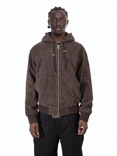 Suede embroidery jacket Brown – Lamin, Vorderansicht