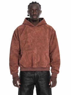 Rose Gold Wild Leather Hoodie – Lamin, Vorderansicht, gerade Kataloghaltung