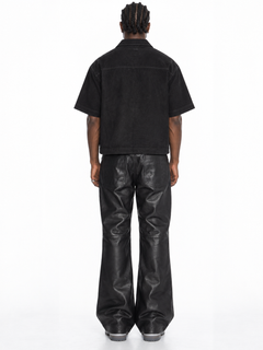 Black Flared Leather Pants – Lamin, back, gerade Kataloghaltung