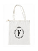 Cream-white FINELLI tote bag with black crowned F crest, long handles and drawstring top